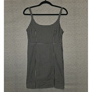 Forever 21 Check Print Mini Dress Women's Medium Black White Casual Sleeveless